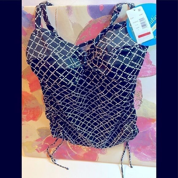Swim solutions chain print underwire tankini top - Picture 1 of 8